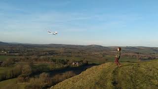 RC Gliding  First Slope Soaring Attempt Hambledon Hill  Dorset with Crash [upl. by Nyral]