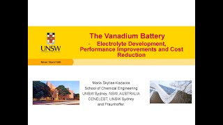 The Vanadium Battery  Electrolyte Development Performance Improvements and Cost Reduction [upl. by Elinad]