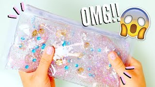 DIY FIDGET LIQUID GLITTER WATERFALL PENCIL CASE  Back to School Supplies [upl. by Adeys]