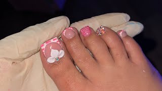 HOW TO DO ACRYLIC TOES  ACRYLIC OVERLAY 💘 [upl. by Danica270]