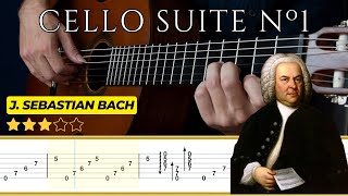 CELLO SUITE Nº1 Preludio 🎸 JSBach  Tutorial para Guitarra Clásica  TABS [upl. by Ahsekar]