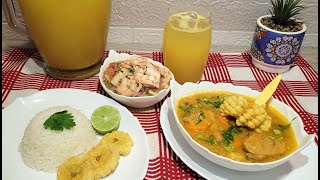 ♨️ALMUERZO 🇪🇨COMPLETO SOPA DE POLLO🐔 CON QUINOA CEVICHE MIXTO🐟🦐 REFRESCO DE PIÑA🍍 [upl. by Kalasky]