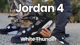 The truth about Jordan 4 White Thunder  Review and On Foot [upl. by Edsel]