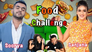 Sanjana vs soorya food challenge ⚔️😅 හිනා වෙවී බලන්න😘 [upl. by Htessil]