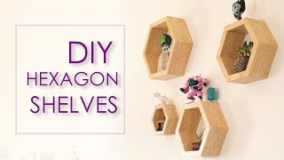 DIY Modern Hexagon Plywood Shelves  Crafter Maker P [upl. by Wahs]