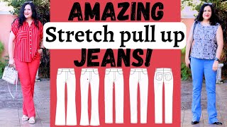 AWESOME stretch PULLUP JEANS 2 Crescendo Love Notions 4 leg styles amp great FIT [upl. by Rocray229]