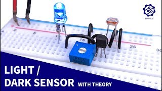 Light Sensor circuit on Breadboard  Darkness Detector  LDR amp Transistor Projects [upl. by Aicena]