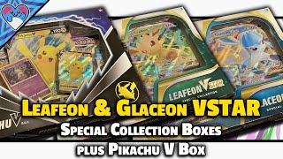 Pokémon TCG Leafeon VSTAR Glaceon VSTAR amp Pikachu V Box Unboxing [upl. by Ricky]