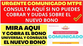 Nuevo Comunicado cobro bono universal y consulta el nuevo bono 760 [upl. by Etteneg]