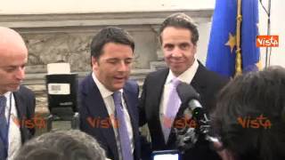 NY RENZI AL CONSOLATO ITALIANO CON CUOMO IMMAGINI 250914 [upl. by Normandy]