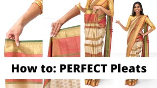 EASY Saree Pleating Tutorial  How to Pleat for beginners  Tia Bhuva [upl. by Perdita58]