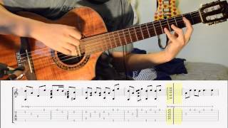 Theme from Princess Mononoke on Classical Guitar with tabs [upl. by Airdnua3]