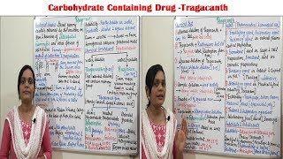 Class 95  Carbohydrate Containing Drug Part 01  Tragacanth Source Preparation amp Uses [upl. by Melva]