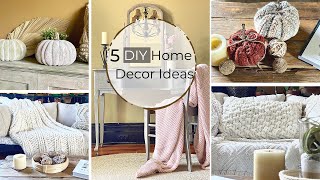 5 Fall Decor DIYKnitted Pumpkins Chalk paint furniturehand knit blanket amp Seed stitch pillowASMR [upl. by Isyak]