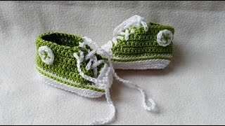 Babyschuhe häkeln – Turnschuhe – Sneakers  Teil 5  Schnürsenkel Logo by BerlinCrochet [upl. by Tarrah]