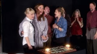 Mom Stars Anna Faris and Allison Janney Celebrate Their Birthdays with a Pie Fight [upl. by Hayyim]