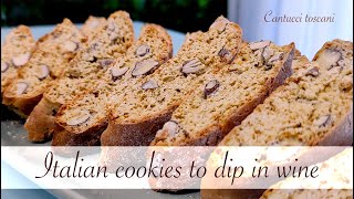 ITALIAN ALMOND no butter COOKIES to dip in wine  CANTUCCI toscani [upl. by Nnayelsel]