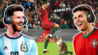 Ronaldo and Messi REACT to FUNNY MOMENTS [upl. by Bland]