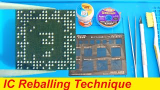 How to Reball BGA IC with SMD Stencil  IC Reballing easy Technique [upl. by Gnud]