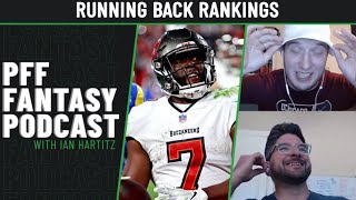 Running back rankings  PFF Fantasy Podcast [upl. by Aracaj]