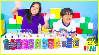 3 color of glue slime challenge with mystery wheel of slime [upl. by Nortad849]