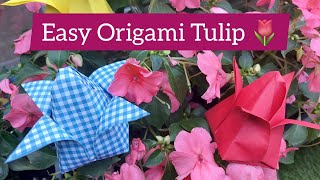 Easy Origami Tulip Flower Tutorial 🌷 [upl. by Burris]