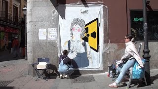 Pinta Malasaña Street artists turn Madrid into openair gallery for urban art festival [upl. by Faria]