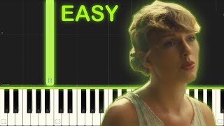 Taylor Swift  cardigan  EASY Piano Tutorial [upl. by Arvell]