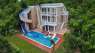 Full Video Build Creative Water Slide Park To Underground Swimming Pool amp Beautiful Villa House [upl. by Arrik135]