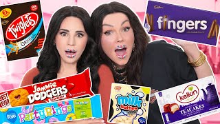 Trying the BEST BRITISH TREATS amp Candy  Part 2  ft Kandee Johnson [upl. by Llehcsreh]