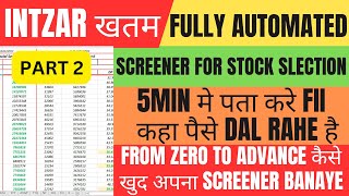 HOW TO CREATE SCREENER IN EXCEL FOR AUTOMATIC STOCK SELECTION  FPI STOCK SELECTION IN 5 MIN [upl. by Leamhsi]