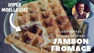 GAUFRE RACLETTE  POMME DE TERRE JAMBON FROMAGE  RECETTE [upl. by Tor]