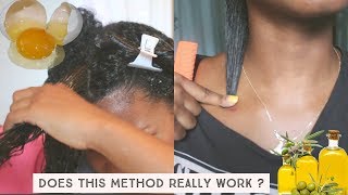 GROW YOUR HAIR OVERNIGHT   EGG AND OLIVE OIL HAIR GROW  DOES THIS METHOD REALLY WORK SERIES [upl. by Eehtomit]