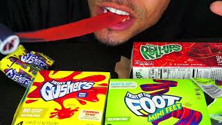 ASMR FRUIT ROLL UP GUSHER FRUIT BY THE FOOT JOLLY RANCHER GUMMIES AIRHEADS CANDY BITES ASSORTED FLAV [upl. by Belldame]