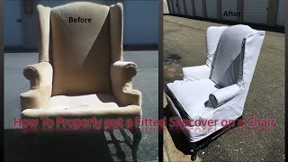 How to properly put a Fitted Slipcover on a Chair [upl. by Ayerim]