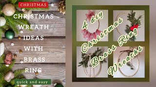 Christmas Wreath With Brass Ring Dollar Tree Craft DIY Quick and Easy [upl. by Gnuoy865]