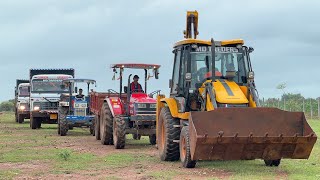 JCB 3dx Loading Mud in Dumper and Tractor  Tata 2518 Truck  Mahindra and Swaraj Tractor [upl. by Graaf]