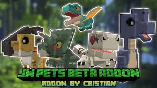 Minecraft Pe Jurassic Wold Mod  JW Pets Beta Addon Tameable  More Pets [upl. by Keenan]