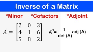 🔷08  Inverse of 2x2 and 3x3 Matrices  Minors Cofactors and Adjoint of a Matrix [upl. by Furlong]