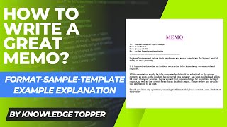 Memo Writing  What is Memo  How to Write a Memo  Memo Format Sample Template  Memorandum Example [upl. by Nesrac]