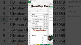 How to change theme colour in excel  share 365 excel excelworld exceltips [upl. by Grobe62]