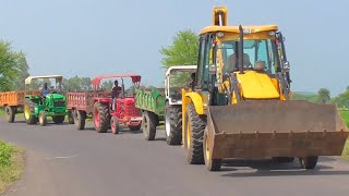 JCB 3dx Eco Loading Mud Mahindra 275 Eicher 485 John Deere Tractor with Trolley [upl. by Patrich665]