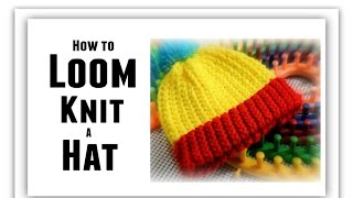 How to Loom Knit Hat for BEGINNERS Step by Step All Sizes Make Brim Change Color Rows Stitch [upl. by Dmitri]