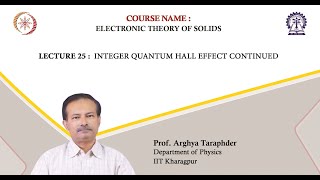 Lecture 25 Integer Quantum Hall Effect Continued [upl. by Annaitsirhc863]