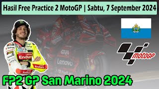 Hasil MotoGP Hari Ini  FP2 San Marino GP  Jadwal Motogp 2024 [upl. by Folger814]