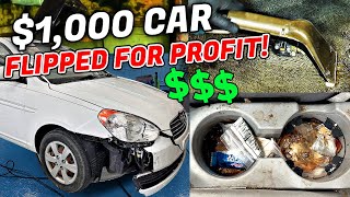 Flipping This 1000 Hyundai Accent For Profit  Side Hustle Disgusting Car Detailing Restoration [upl. by Rew596]