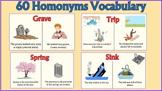 Lesson 67 Homonyms Same words  Different Meanings  List of 60 Homonyms Examples homonyms [upl. by Pilloff]