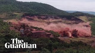 Terrifying moment of Brazil dam collapse caught on camera [upl. by Harihs143]