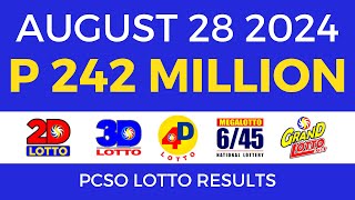 Lotto Result Today 9pm August 28 2024  PCSO Complete [upl. by Selle500]