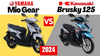 Yamaha Mio Gear vs Kawasaki Brusky 125  Side By Side Comparison  Specs amp Price  2024 [upl. by Aerdnad405]